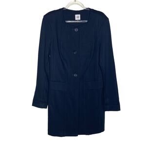 CAbi 5093 Womens Small Navy Blue Lido Jacket Blazer Long Ponte Knit Button Front